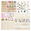 Riwiuue 668Pcs Lip Gloss Keychain Making Kit, DIY Charms Key Chain Kit with Charm, Pendant, Jump Ring, Crab Clip, Pliers, Gift Bag and Tools for Parent-Child Games, Party, Easter Gift