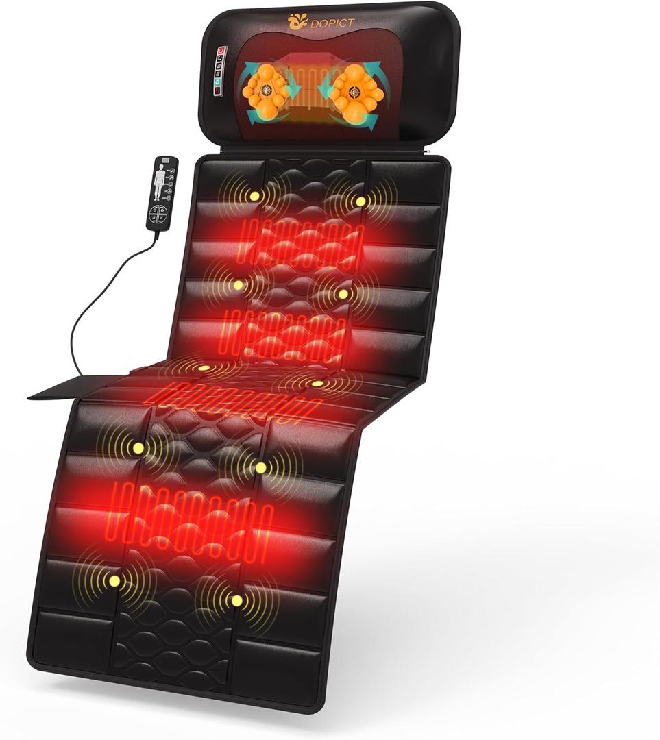 Massage Mat, Detachable Neck Massager, Full Body Vibration Heating, Massage Pad with 10 Vibrating Motors and 9 Speed Settings for Home Office Use, Gift for Men Women Parents Christmas,Black Massage Mat, Detachable Neck Massager, Full Body Vibration Heating, Massage Pad with 10 Vibrating Motors and 9 Speed Settings for Home Office Use, Gift for Men Women Parents Christmas,Black