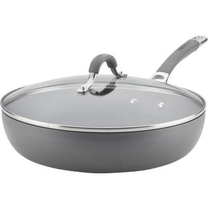 Circulon Radiance Hard Anodized Nonstick Deep Frying Pan with Lid, 12 inch Frying Pan with Lid, Deep Skillet, Gray