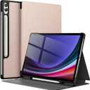 JETech Case for Samsung Galaxy Tab S10 Plus/Tab S9 Plus 12.4-Inch with S Pen Holder, Slim Folio Stand Protective Tablet Cover, Multi-Angle Viewing (Rose Gold)