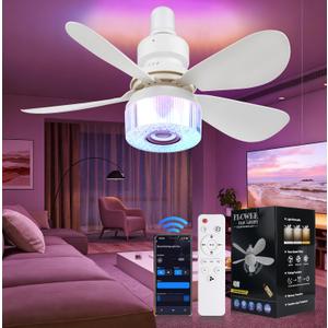 3 in 1 Ceiling Fan Light with RGB, Bluetooth Smart Ceiling Fans with Speaker, RGB, Remote, 20.5 RGB Music Ceiling Fan Light for Family, Bedroom, Living Room