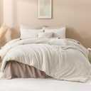 Andency Oversized King Comforter 120''x120'', 3 Pieces Beige Super King Boho Bedding Set & Collections, All Season Soft Farmhouse Tufted Fluffy Bed Set (1 Comforter, 2 Pillowcases)