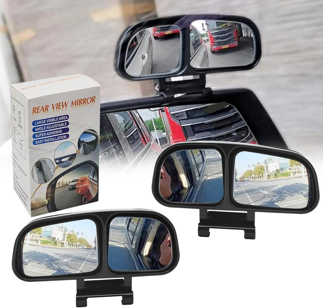 Blind Spot Mirror, Left and Right Adjustable Rearview Mirror Car Auxiliary Wide Angle Mirrors Stick for Universal Cars Truck SUV, Dark Grey, 5.12*2.95*1.77 inches