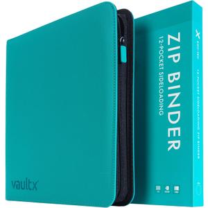 Vault X 12 Pocket Zip Binder, 480 Cards, Exo-Tec Material, 20 Side-Loading Pages (Teal)