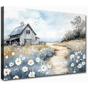 Farmhouse Barn Canvas Wall Art Rustic Farm Nature Poster Pictures Rustic Country Painting Nature Scenery Picture French Countryside Poster Blue Wildflower Barn Print for Room Decor 16x24inch Unframed Farmhouse Barn Canvas Wall Art Rustic Farm Nature Poster Pictures Rustic Country Painting Nature Scenery Picture French Countryside Poster Blue Wildflower Barn Print for Room Decor 16x24inch Unframed