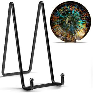 8 Inch Large Plate Stands for Display - Metal Square Wire Plate Holder Display Stand + Picture Stand for Book, Platter, Plaque, Photo Easel (2 Pack)