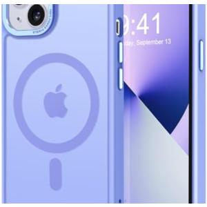 2 x Thomo Strong Magnetic for iPhone 13 Case & iPhone 14 Case [Compatible with Magsafe] Translucent Matte Slim Shockproof Women Girl Anti-Fingerprint Protective Case for iPhone 14/13 6.1", Light Purple