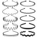 Metal Headbands for Men, Wavy Headband Perfect for Daily Hair Management, Workout, Running & Face Washing (10 Pack)