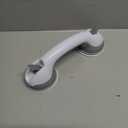 Juvielich 1 Pack Suction Grab Bar Shower Handle Suction Cup with Strong Suction Cup Armrest Handle with Dual Locking for Toilet Tiles Glass Hard Plastic Cabinet Drawer Bar Light Gray