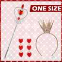 Liliful 3 Pcs Halloween Queen Hearts Costume Accessories for Women Crown Headband Scepter Wand Earring
