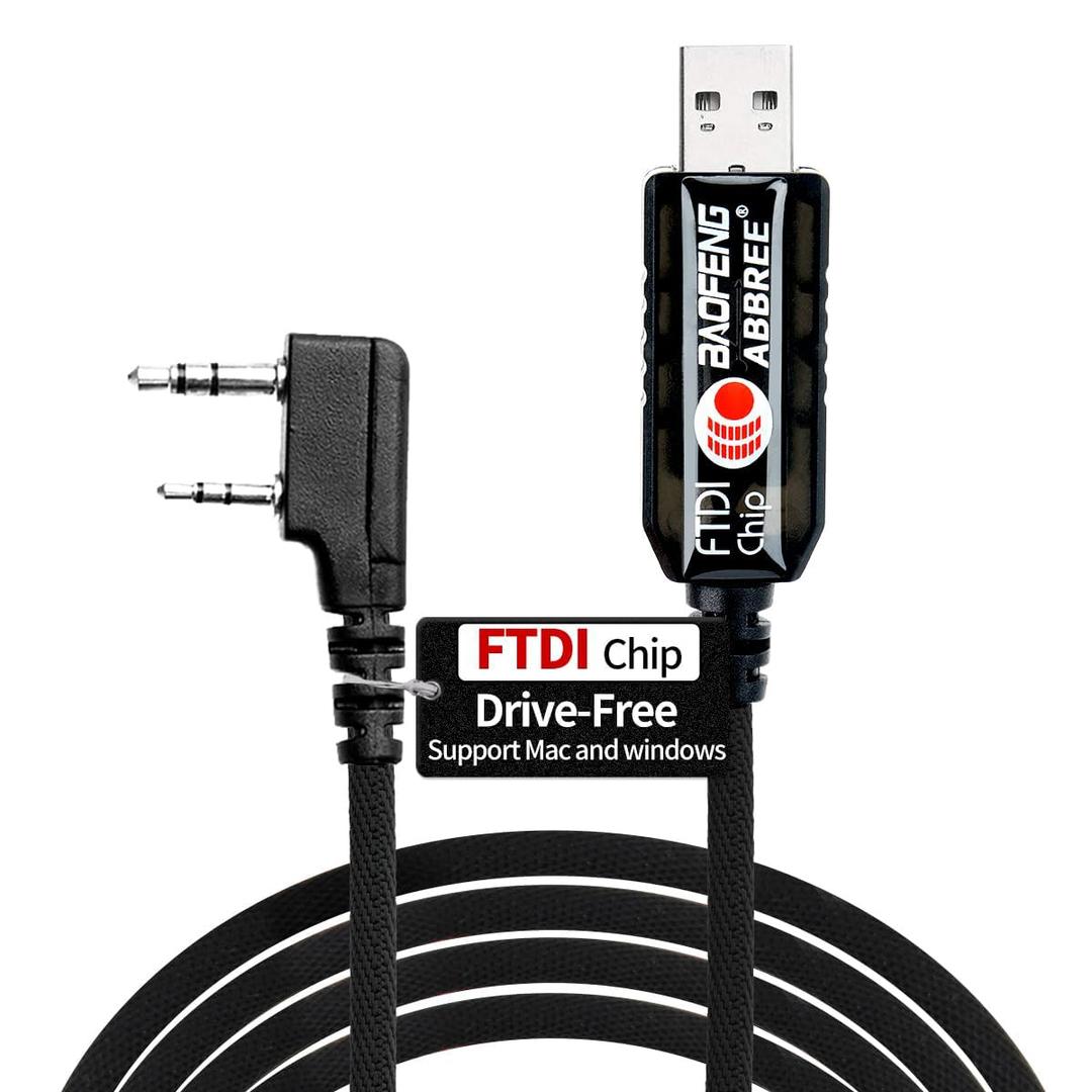 BAOFENG UV-5R FTDI USB Programming Cable for Ham Radio UV5R BF-F8HP 5RM UV-5G Plus K5PLUS DM32 UV32 AR-152 GM-15PRO GM21 UV-21R UV-17R GM-5RH,Support Windows,Mac,Ubuntu OS