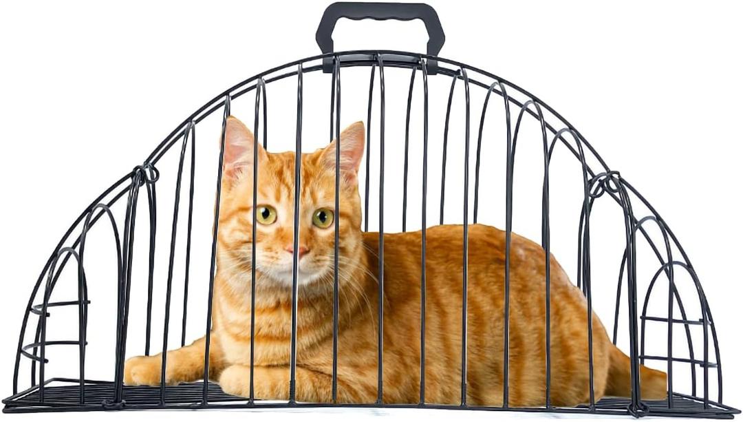 Escape-Proof Metal Cat Bathing Cage,Scratch-Resistant Grid,Dual Doors,Portable Shower Cage with Carry Handle for Small Cats (Small)