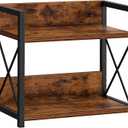 Giikin 2 Tier Kitchen Spice Rack Organizer for Countertop, Wood Coffee Counter Shelf Organizer for Home (Rustic Brown) (Small)