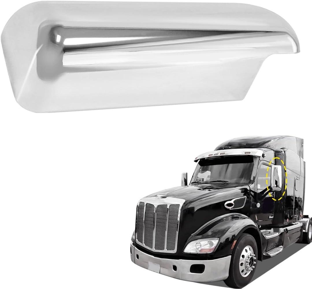 Chrome Door Mirror Cover Pair, Fit for 2013-2022 Peterbilt 579 Semi Truck, Driver & Passenger Side