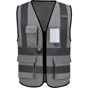 A-SAFETY high visibility reflective vest grey (Medium)