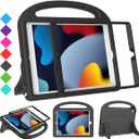 SUPLIK Kids Case for iPad 9th/8th/7th Generation - iPad 10.2 inch 2021/2020/2019 Case with Built-in Screen Protector, Durable Shockproof Handle Stand Kids Cover for Apple iPad 7/8/9 Gen, Black