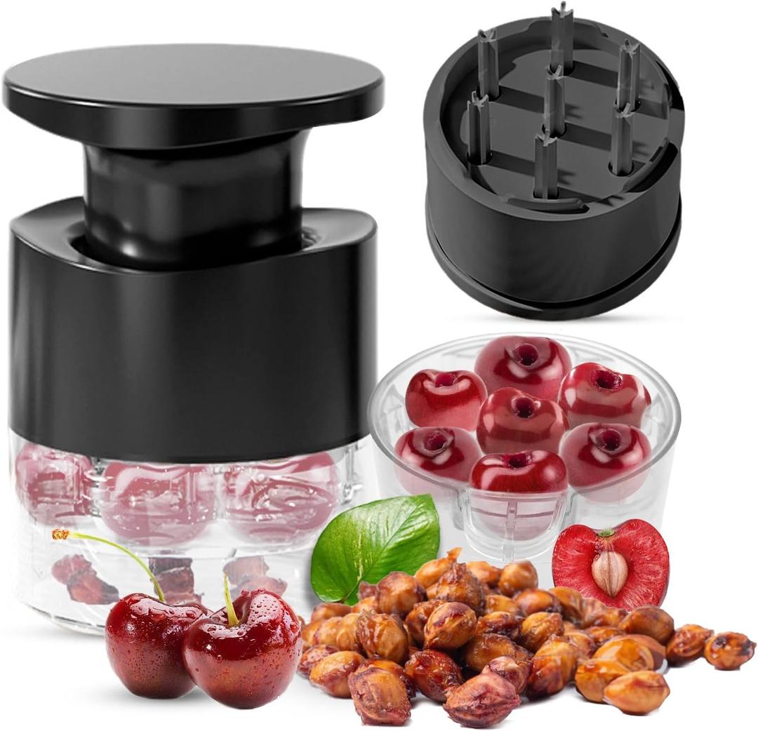 7-Hole Cherry Pitter, Hand Push Cherry Pitter Tool Pit Remover, Must Have Cherry Seed Remover, Quickly Pitting Cherries for Cherry Jam, Pies (Black)