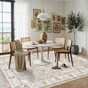 7x10 Area Rug for Living Room: Washable Neutral Vintage Large Rugs for Bedroom, Office, Dining Room, Kids Room, Farmhouse Durable Low Pile Non Slip Carpet for High Traffic Areas(7x10 Beige)