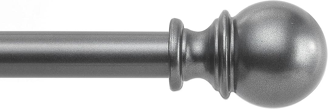 1 Inch Grey Curtain Rods for Windows 72 to 144 Inch - Adjustable Drapery Rods with Exquisite Finial for Living Room, Bedroom, Kitchen, Outdoor Patio (Grey,32-144")