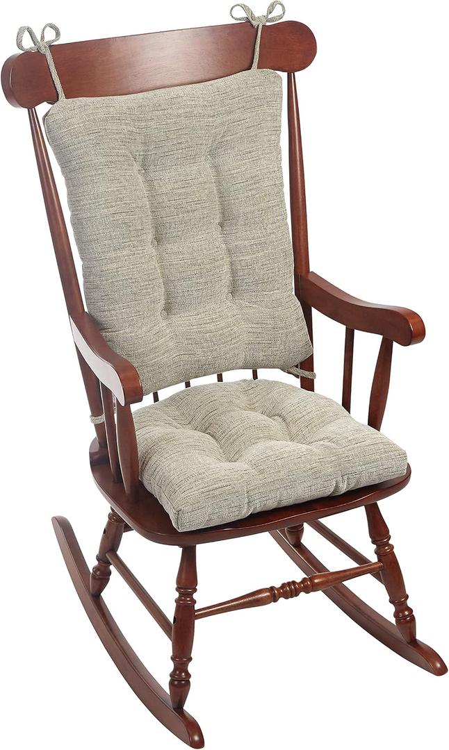 Klear Vu Omega Non-Slip Rocking Chair Cushion Set, Assembled in USA, Thick Padding & Tufted Design, Includes Seat Pad & Back Pillow with Ties, 17x17 Inches, 2-Piece Set, Saltbox Gray