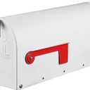 BlissBoard White Mailboxes for Outside Post Mount, Galvanized Steel Metal Mailbox, Standard Size, 20 x 8.7 x 6.7 Inches