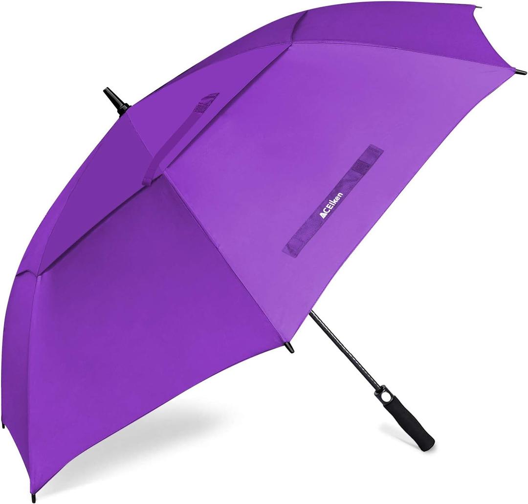 ACEIken Golf Umbrella Large 62 Inch Automatic Open Golf Umbrella Extra Large Oversize Double Canopy Vented Umbrella Windproof Waterproof for Men and Women
