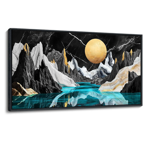 JEAWA Framed Canvas Wall Art - 20x40 In Abstract Painting Decor, Black White Textured Mountain Moon River Pictures, Modern Art Prints for Bedroom Living Room Bathroom Home Decoration JEAWA Framed Canvas Wall Art - 20x40 In Abstract Painting Decor, Black White Textured Mountain Moon River Pictures, Modern Art Prints for Bedroom Living Room Bathroom Home Decoration