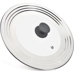 Universal Lid for Pots Pans and Skillets - One Lid Fits All 8.25-12 Inch Pots Frying Pans Skillets Woks, Replacement Pot Lid with Upgraded Heavy Duty Heat Resistant Silicone Handle, Gray