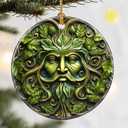 Christmas Ornaments, Dodosky 2.8in Ceramic Plant Ornament, Xmas Decor, Christmas Tree Ornaments, Xmas Decorations for Tree, Holiday Ornament, Gifts for Plant Lovers, Gifts for Men, Gardener (Green Man)