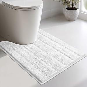 DOMUSTEX Washable Toilet Rug U-Shaped 20" x 24", Extra Soft, Plush Bathroom Rug