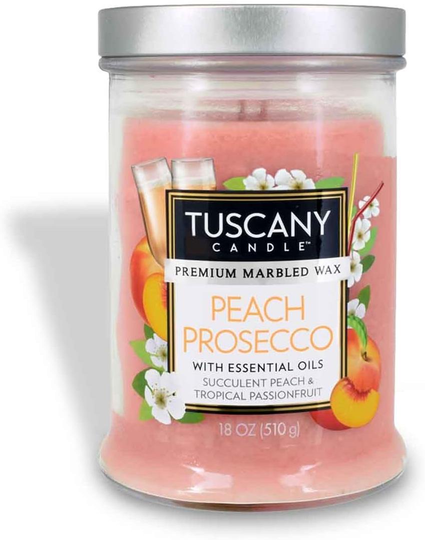 Tuscany Candle Peach Prosecco Long-Lasting Scented Jar Candle, 18 oz