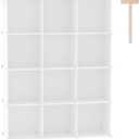 C&AHOME Cube Storage Organizer, 12-Cube Shelves Units, Closet Cabinet, DIY Plastic Modular Book Shelf, Ideal for Bedroom, Living Room, Office, 36.6" L x 12.4" W x 48.4" H Milky UPCS12M