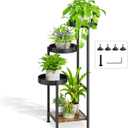 Plant Stand Indoor Outdoor Clearance, 4 Tier Tall Corner Metal Flower Pot Shelf Holder, Multiple Heavy Duty Plants Display Rack for Patio Orchid Office Porch Living Room Garden Balcony, Black
