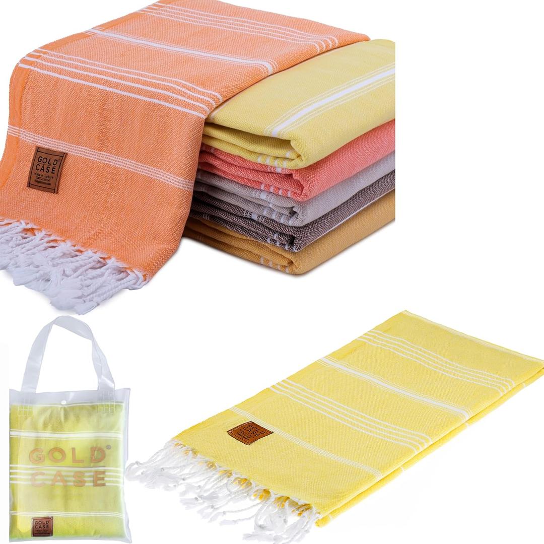 GOLD CASE HOME COLLECTION Bundle of LYCIA Set of 6 and Free Solo Beach Towel - Yellow Tones