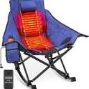 Suteck Heated Rocking Camping Chair, Oversized Heated Camping Chair W/20000mAh Power Bank & Carry Bag, Fully Padded Heated Chairs for Outdoor Sports W/3 Heat Levels for Back & Seat, Lawn Picnic Patio