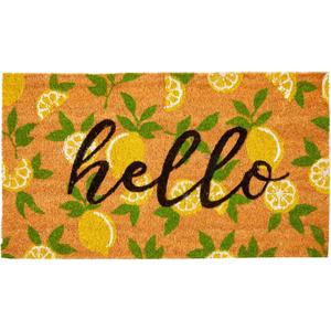 Juvale Nonslip Coco Coir Front Door Welcome Mat, Hello Lemon-Outdoor-Rug (17 x 30 in) - Doormat Outdoor Entrance