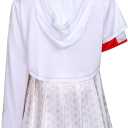 Children's Clothing Girls Zombie Cheerleader Uniform Mesh Top Hoodie Pants Cosplay Halloween Party Costume (White 1)