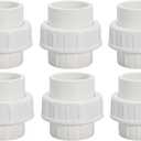 1-1/2" PVC Union Coupling Pipe Fitting PVC Adapter Schedule 40, EPDM O-Ring, 1-1/2 inch Slip Coupling Fitting (Socket x Socket), 6 Pack, White