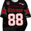 Women's Y2k Jersey Shirts Letter Graphic Tees Summer Crew Neck Short Sleeve Loose T Shirt Tops Streetwear