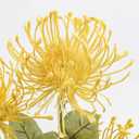 Hollyone 33" Yellow Artificial Mums Flowers Chrysanthemum Flowers 2Pcs Fake Spider Mum Flower Arrangement Faux Pincushion Flower with 3 Heads Long Stem for Party Centerpiece Bouquet Home Decor