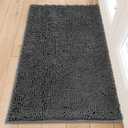 Chenille Absorbent Front Door Mat 60" x 36", Dog Door Mat for Muddy Paws, Trap Dirt Doormat, Mud Mat for Dogs, Washable Non Slip Outdoor Indoor Doormats for Entryway, Grey