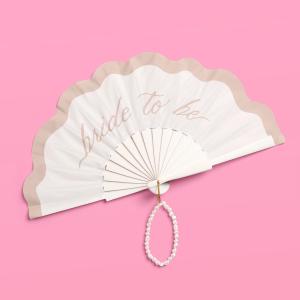 xo, Fetti Bride to Be Fan Pearl | Bachelorette Party Decorations, Bridal Shower Accessories, Ivory Wearable, White, Beach Wedding, Gift