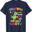 Grandpa of The Birthday Boy T-Rex Funny Dinosaur Boy Party T-Shirt, Medium, Dark Blue