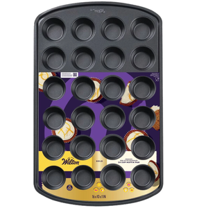 Wilton Gold NonStick 24cup Muffin Pan, ColdRolled Steel Bakeware, Made without PFAs, 16 x 10 x 1 in.