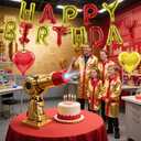 2 x Gold Red Happy Birthday Balloons Banner Foil Balloons Letters Heart Balloon for Gold Red Themed Party Decoration Supplies Men Birthday Decoration Decor Ballons Arch Kits Party Balloon Set 15pcs