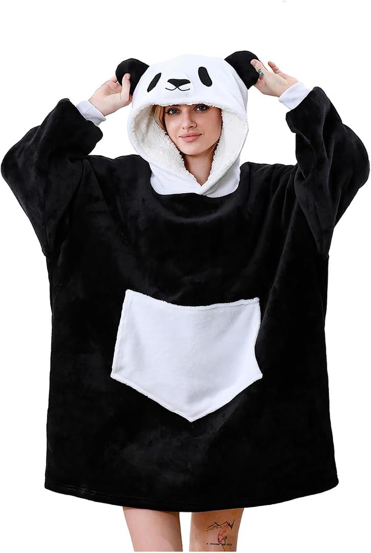 Oversized Hoodie Blanket, Wearable Blanket sweatshirt, Ultra Soft Sherpa Fleece Comfy Snuggle Hoodie