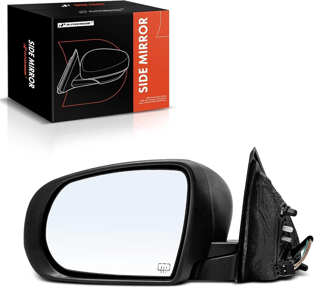 A-Premium Driver Side Power Door Mirror - Compatible with Jeep Cherokee 2014 2015 2016 2017 2018 - Heated Manual Folding Black Outside Rear View Mirror - Replace# 68164061AD