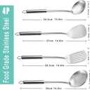 Pleafind Cooking Utensils Set - 4 Pcs Stainless Steel Kitchen Utensils, Wok Utensils Set Includes Spatula, Slotted Spatula, Ladle, Slotted Spoon, Ergonomic Handle & Heat Resistant, Dishwasher Safe