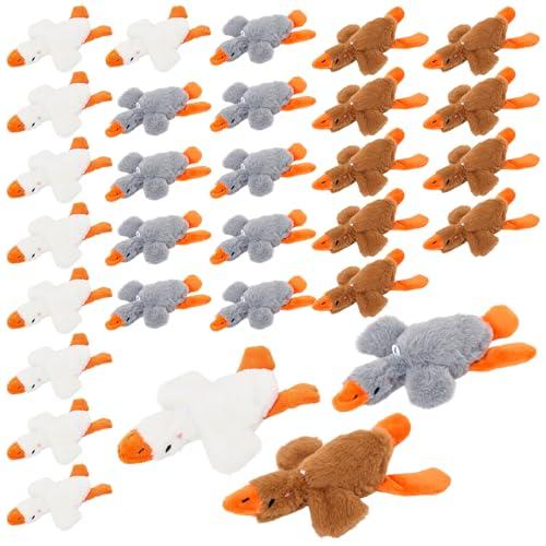 Liliful 30 Pcs Goose Stuffed Animal 6.5 Inch Goose Plush Soft Stuffed Animal Toy Yellow Plush Toy Doll for Birthday Baby Shower Supplies Home Decorations (White, Gray, Brown)