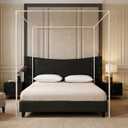 Beyeutao Bed Canopy Frame Queen Size Four Corners Post Canopy Bed Frame with Removable Fixing Bases 4 Poster Bed Frame White Mosquito Net Bracket Fit for Bedroom Decoration Upgrade, 150X200X200CM